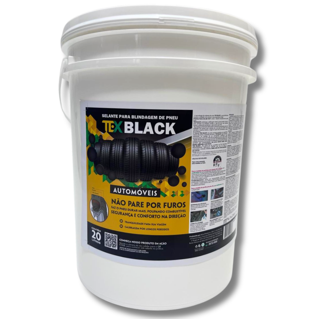 TEX BLACK: selante para blindagem de pneus contra furos para segurança e durabilidade de veículos