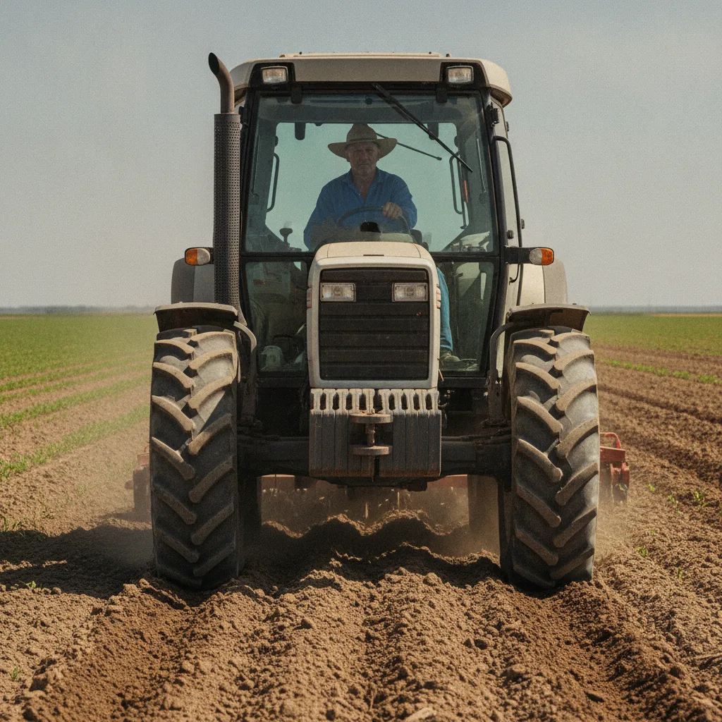 Pneu agrícola fotorrealista, mostrando a evolução do selante de pneu e desbalanceamento com TEX AGRO