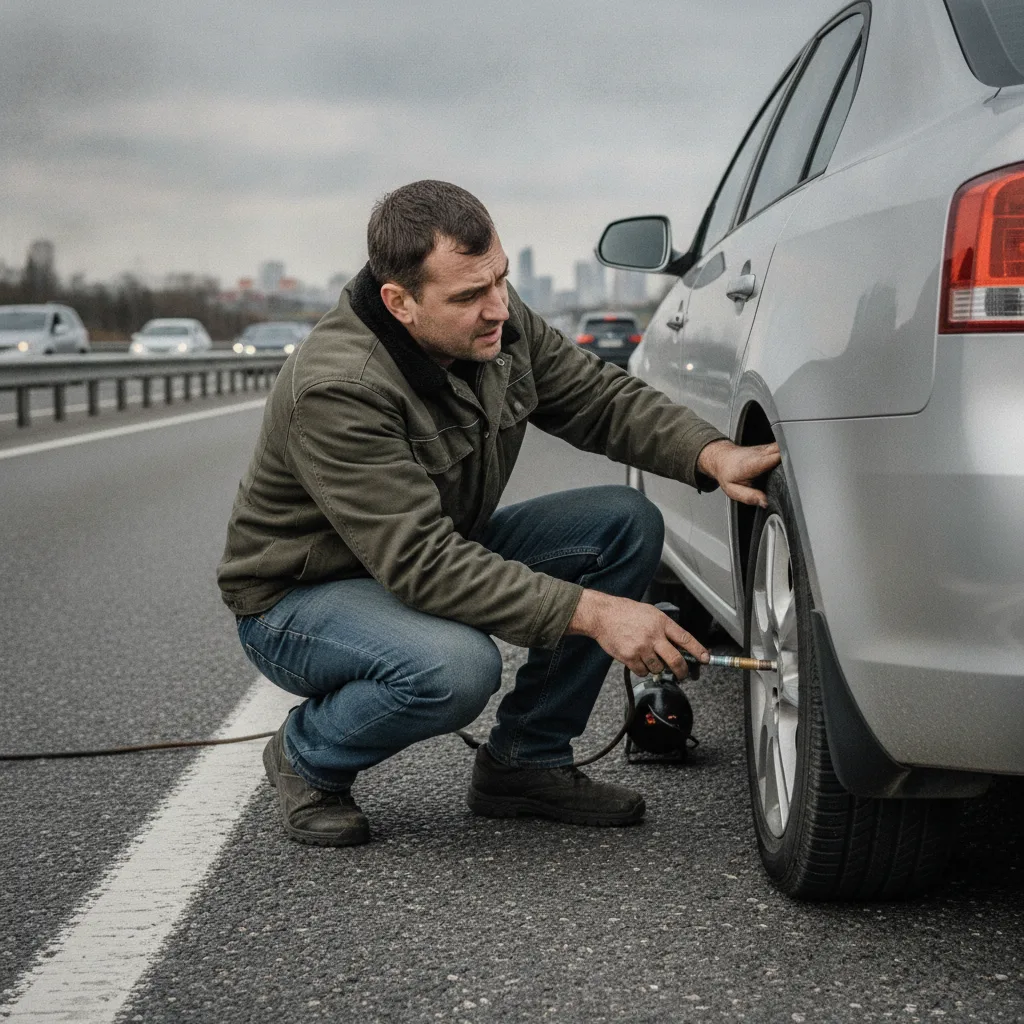 Pneu de carro novo em destaque, questionando se o selante de pneu pode anular a garantia de fábrica