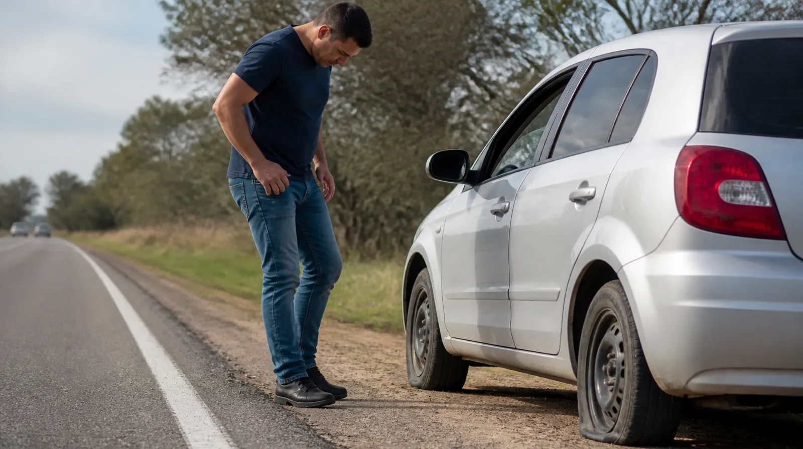 Pneu de automóvel em close com camara de ar carro visível, destacando textura realista e acabamento limpo