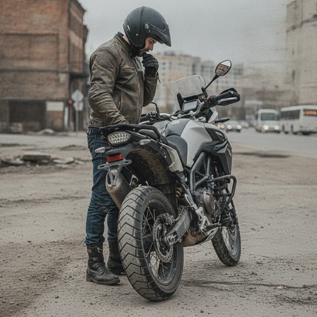 Pneu de moto rodando com segurança, destacando a importância da Câmara de Ar Reforçada para Motos