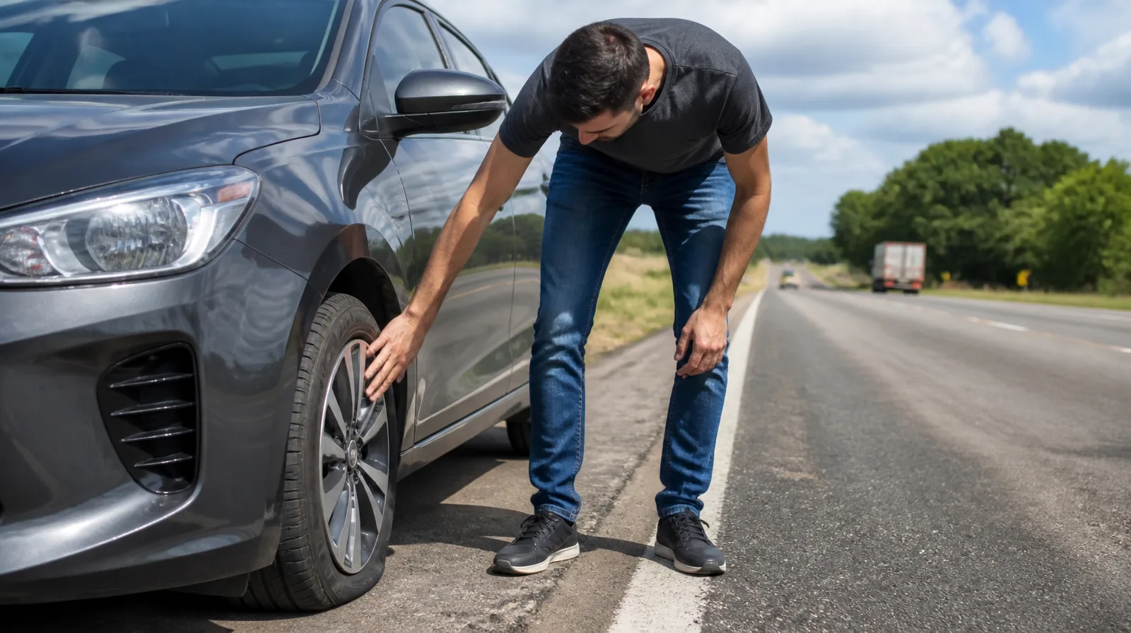 Pneu automotivo fotorrealista destacando a durabilidade do elastômero em automóveis modernos