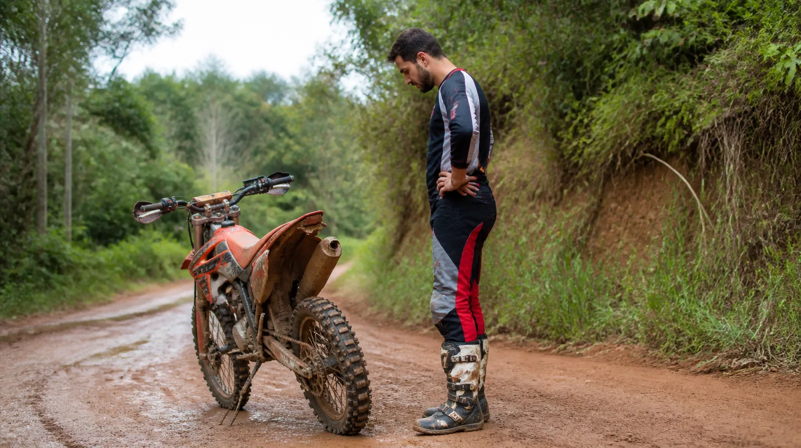 Melhor selante para pneu de moto de trilha em pneu fotorrealista de moto off-road em uso na trilha
