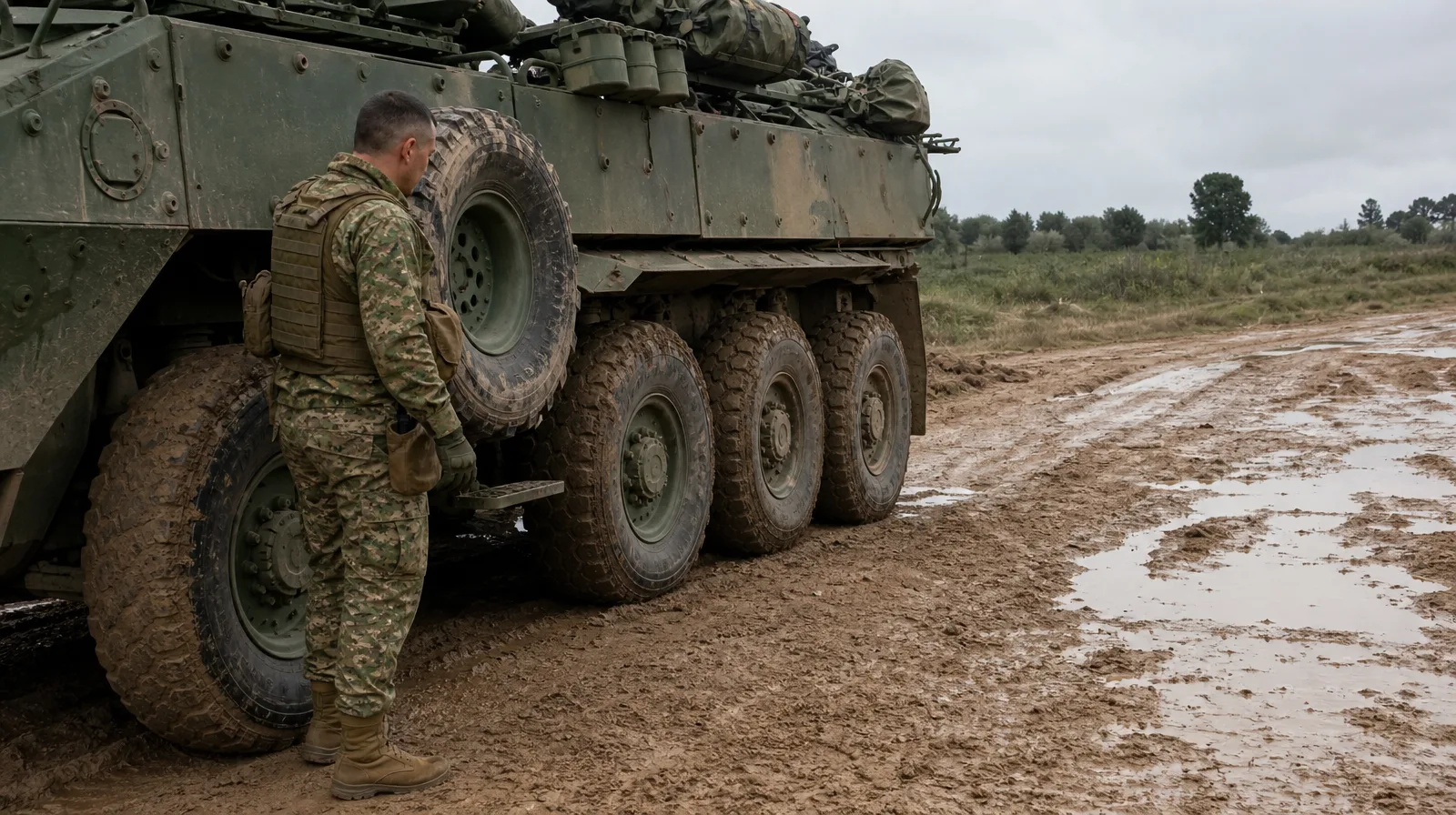 Pneu de veículo militar com estepe sobressalente, reforçando militar defesa preferimos manter estepe sobressalente a usar sel
