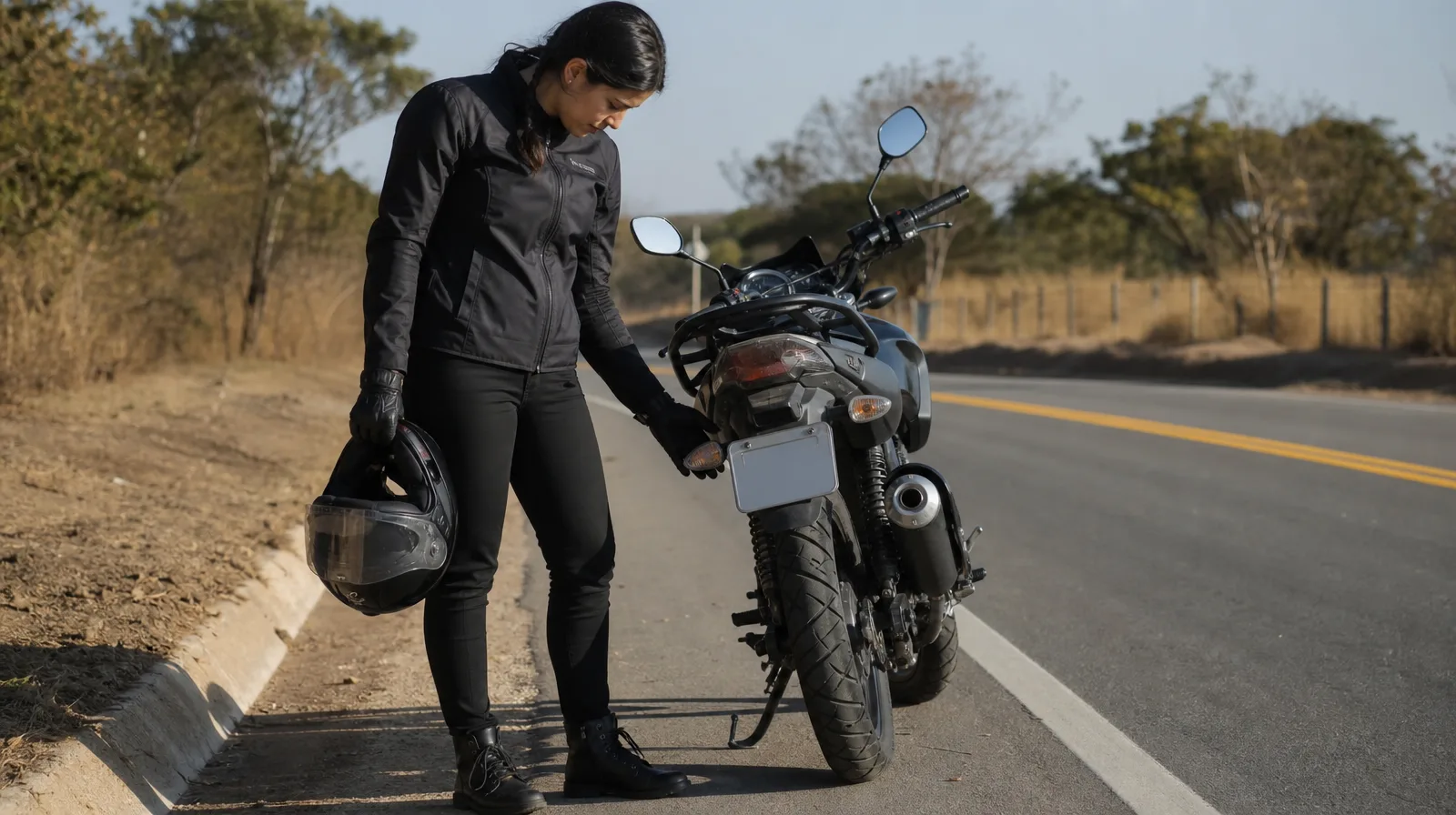 Motocicletas em oficina com pneu de moto em destaque, ilustrando se a garantia de fabrica da moto cobre o pneu
