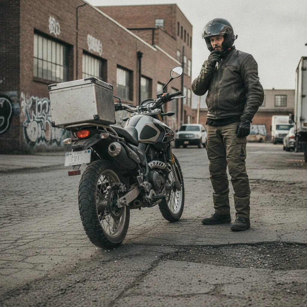 Pneu de motocicleta em close, vital para frotas que precisam de selante de pneu para frotas além da manutenção