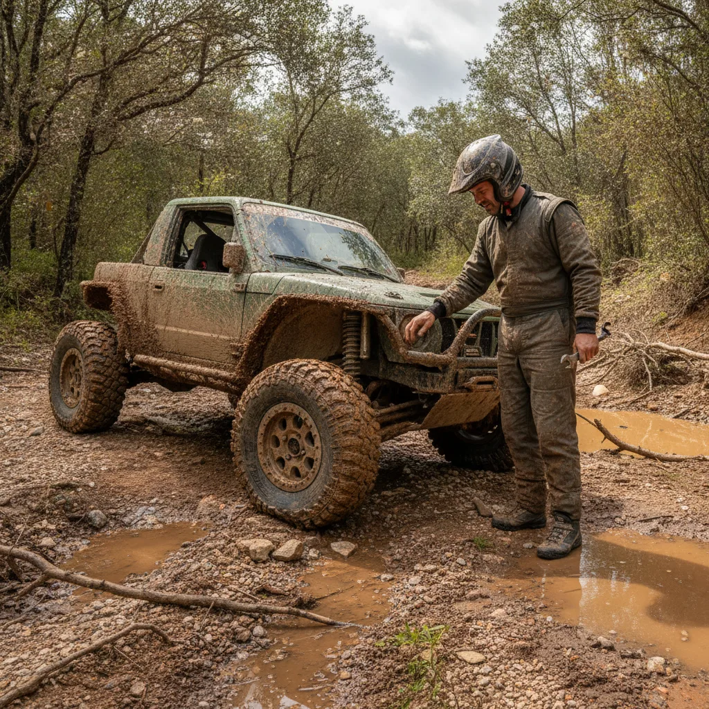 Pneu off-road esportivo robusto em terreno acidentado, enfatizando que Pneu Off-Road é um Ativo Caro