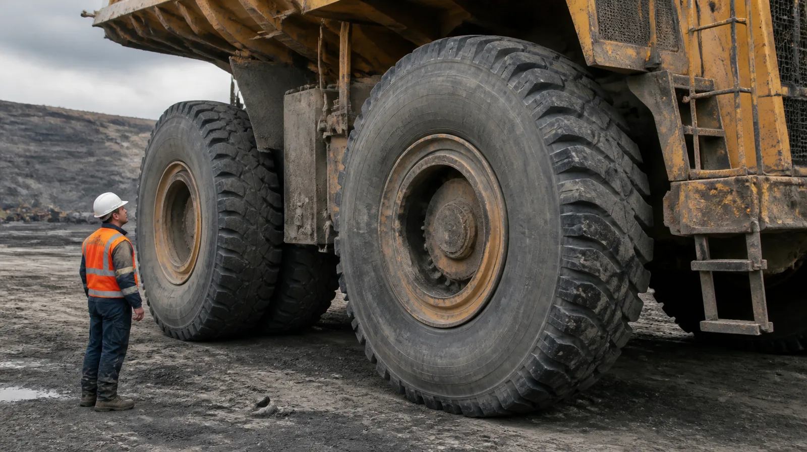 Pneu OTR de mineração em trator de esteira e máquina blindada, ideal se pneu furar na rocha