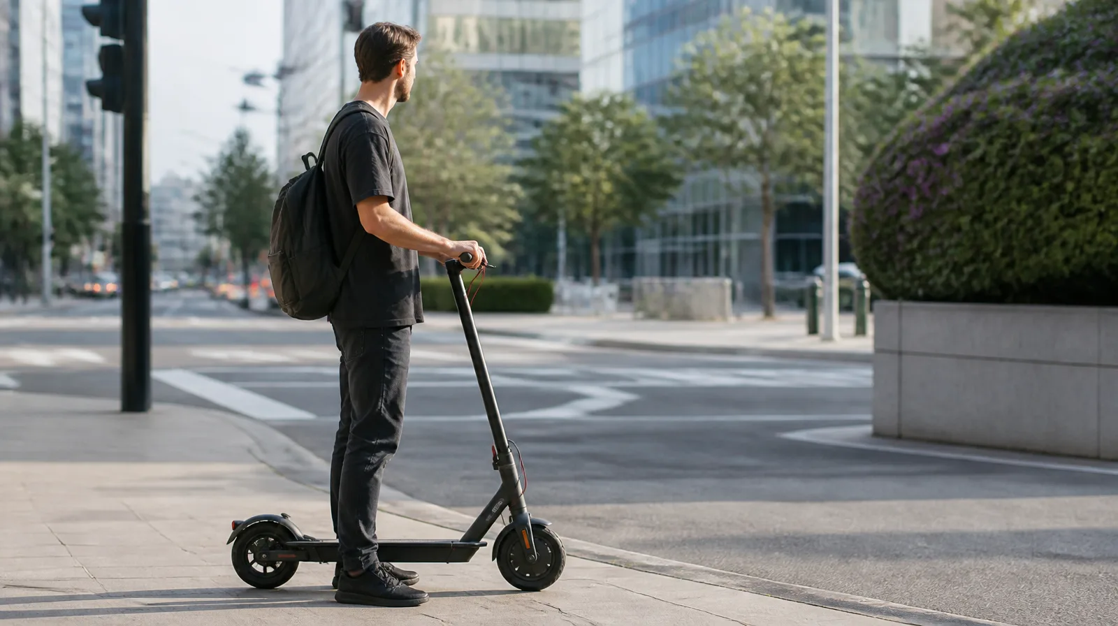 Pneu de veículo de mobilidade eletrica em ambiente urbano com visual fotorrealista e moderno