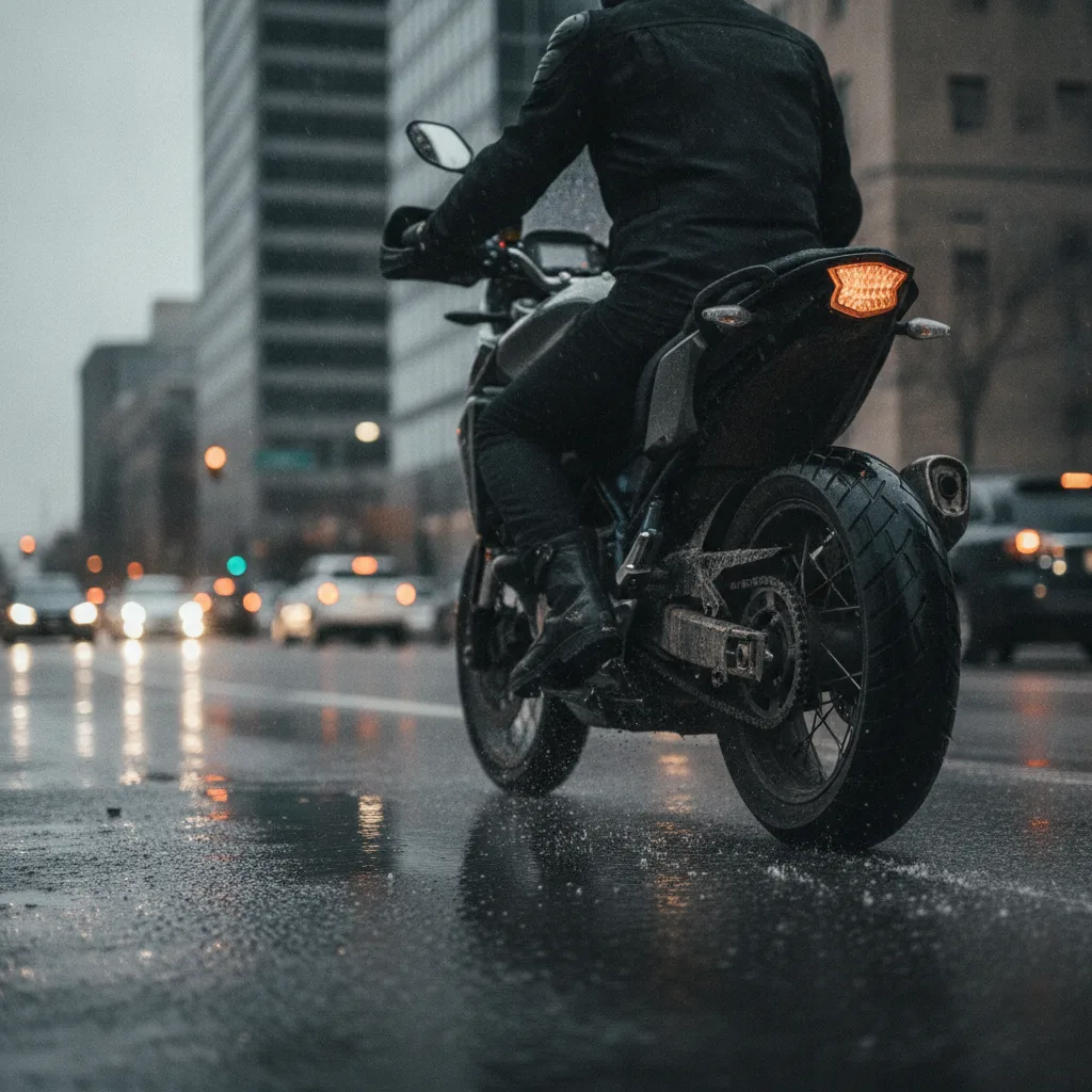 Pneu de moto antifuro em destaque, mostrando a tecnologia definitiva para o motociclista profissional em ação