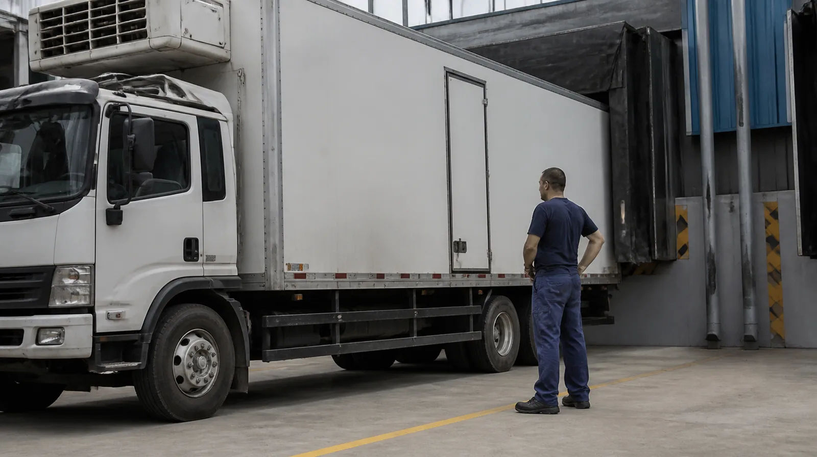 Pneu de veículo refrigerado em ambiente industrial, destacando a keyword refrigerado com acabamento fotorrealista