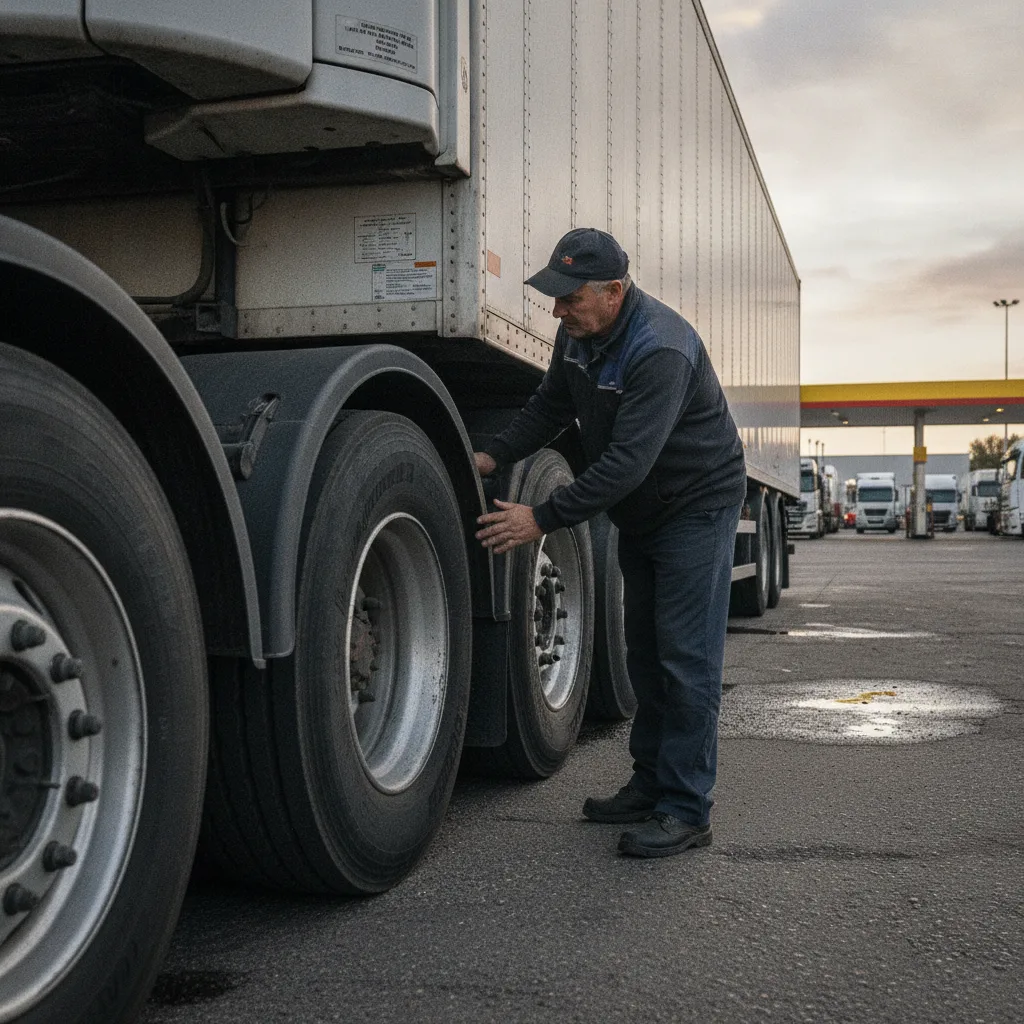 Pneu de carreta frigorificada em detalhe, crucial para evitar parada e proteger a temperatura da carga