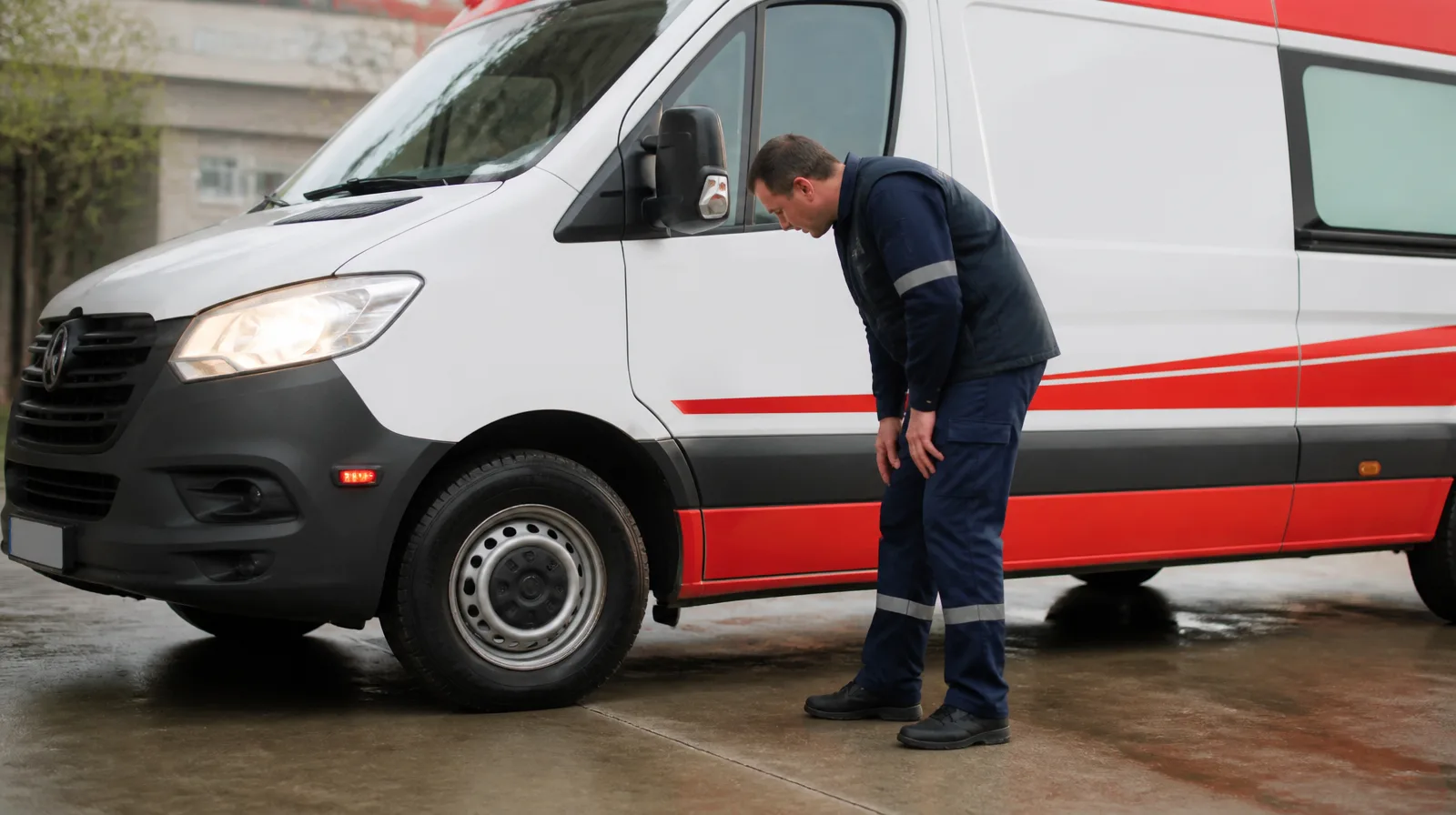 Pneu de ambulância em automóvel com selante de pneu para ambulância preco aplicado, cena fotorrealista
