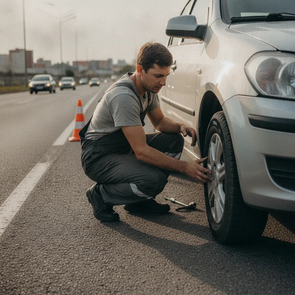 Pneu de carro em close-up, mostrando a segurança proporcionada pelo selante de pneu para carros contra furos