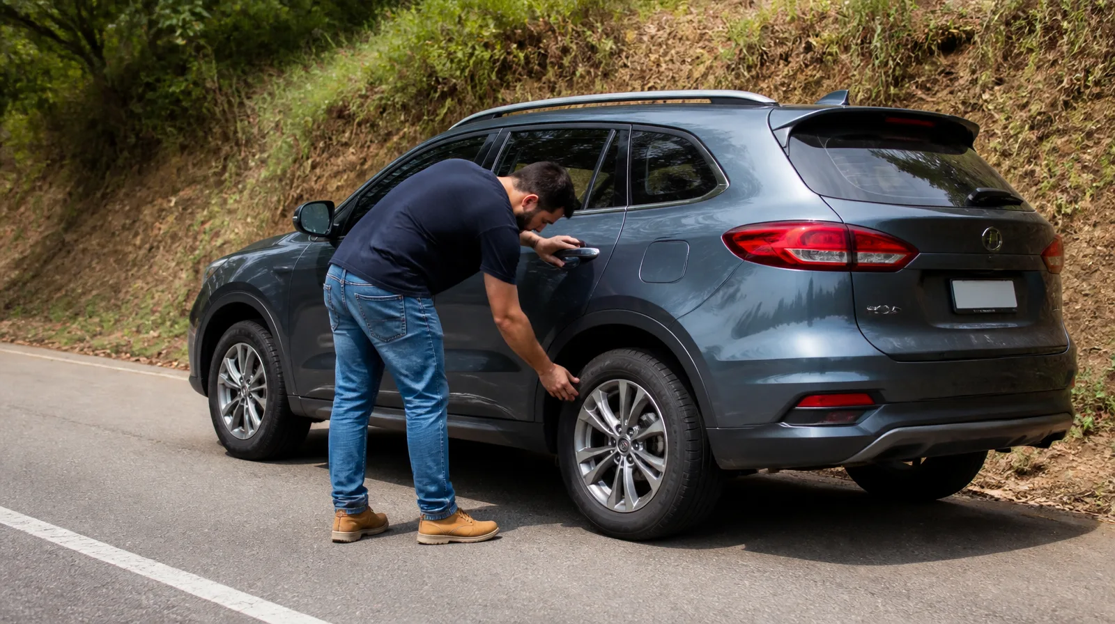 Pneu de SUV de alto padrão com selante para pneu de suv de alto padrao em veículo automotivo fotorrealista