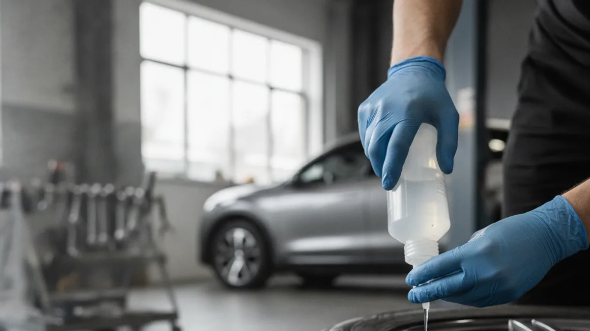 Blindagem de pneu de carro com selante anti-furo TEX em veículo leve