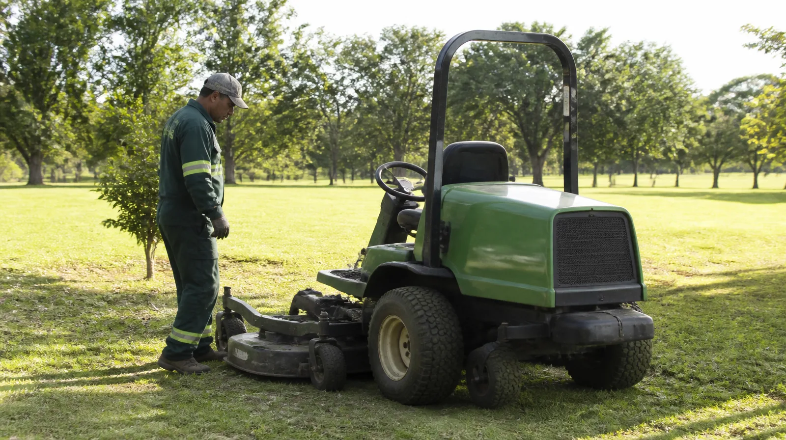 Pneu de veículo para jardinagem em uso fotorrealista com foco em desempenho e resistência no campo