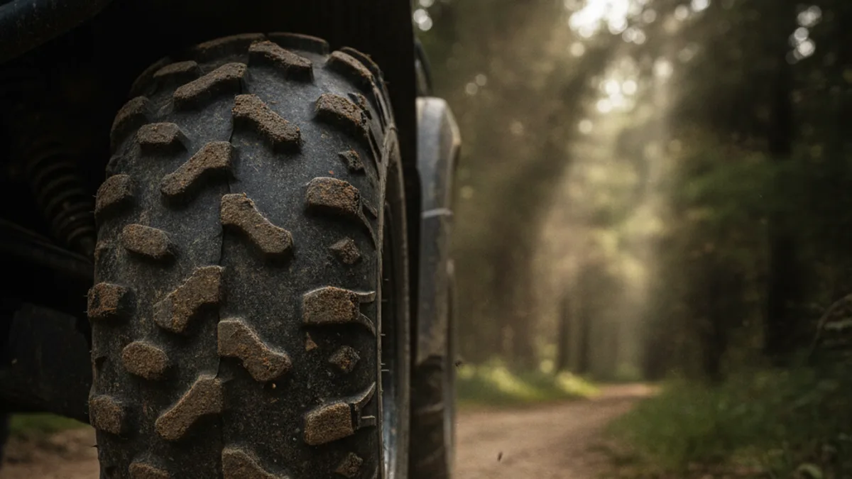Blindagem de pneu off-road TEX protegendo jipe e quadriciclo na trilha