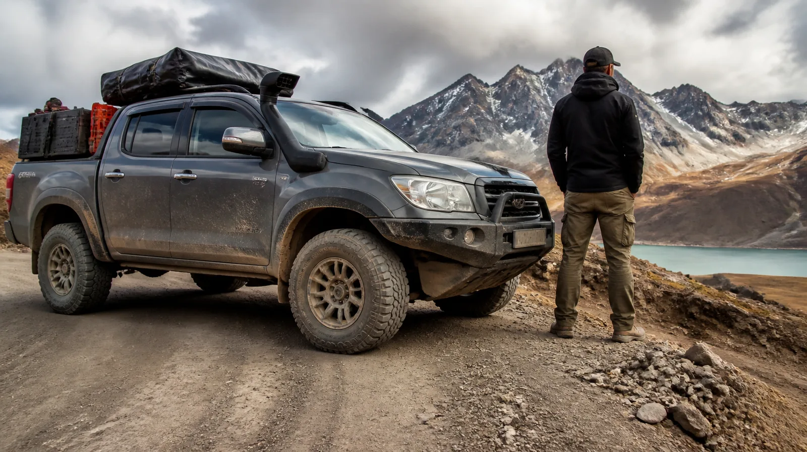 Pneu overland em veículo 4x4 fotorrealista pronto para trilhas e aventuras off-road