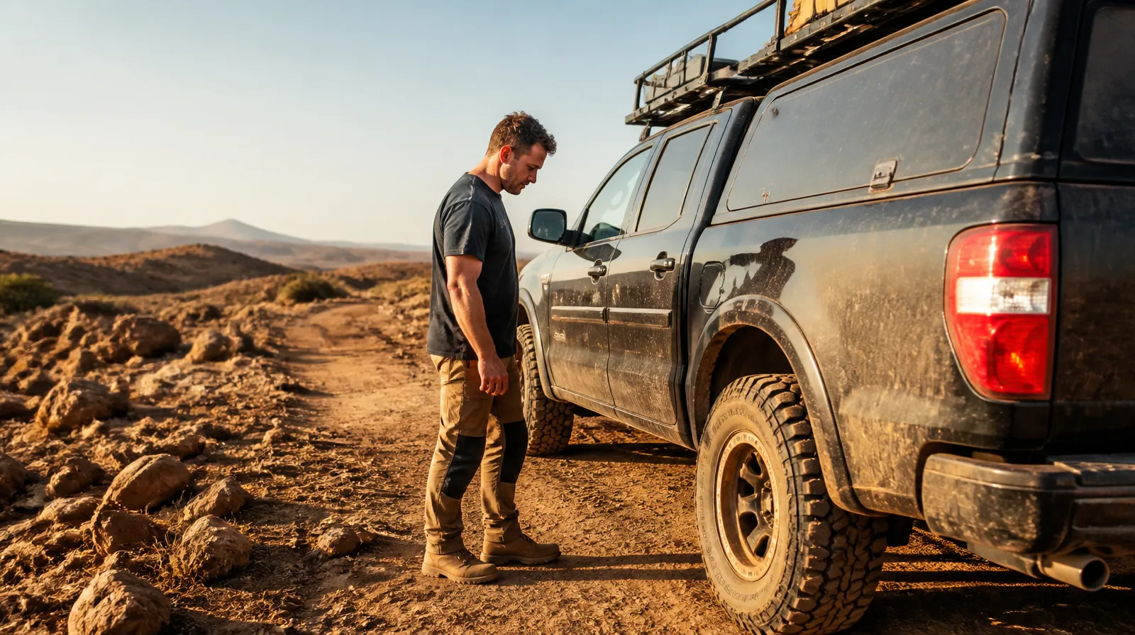 Pneu overland em veículo 4x4 fotorrealista pronto para trilhas e expedições off-road