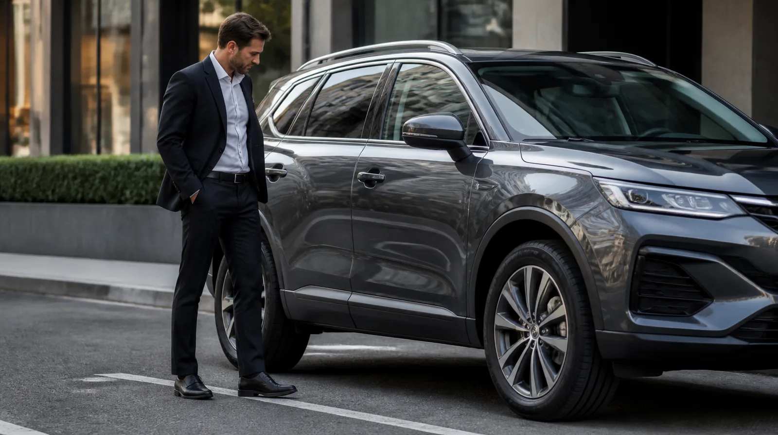 Aplicação de selante pneu SUV premium passo a passo em roda fotorrealista de veículo de luxo
