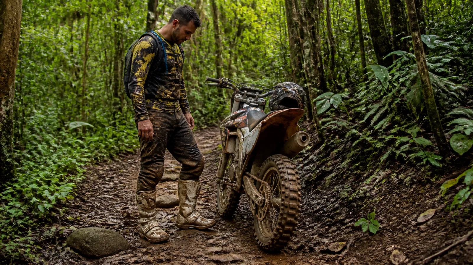 Pneu de veículo para trilha em terreno acidentado com alta aderência e lama nos sulcos
