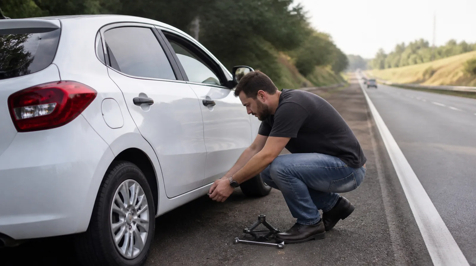Pneu de automóvel em close com aplicação de selante para vedação e proteção contra vazamentos