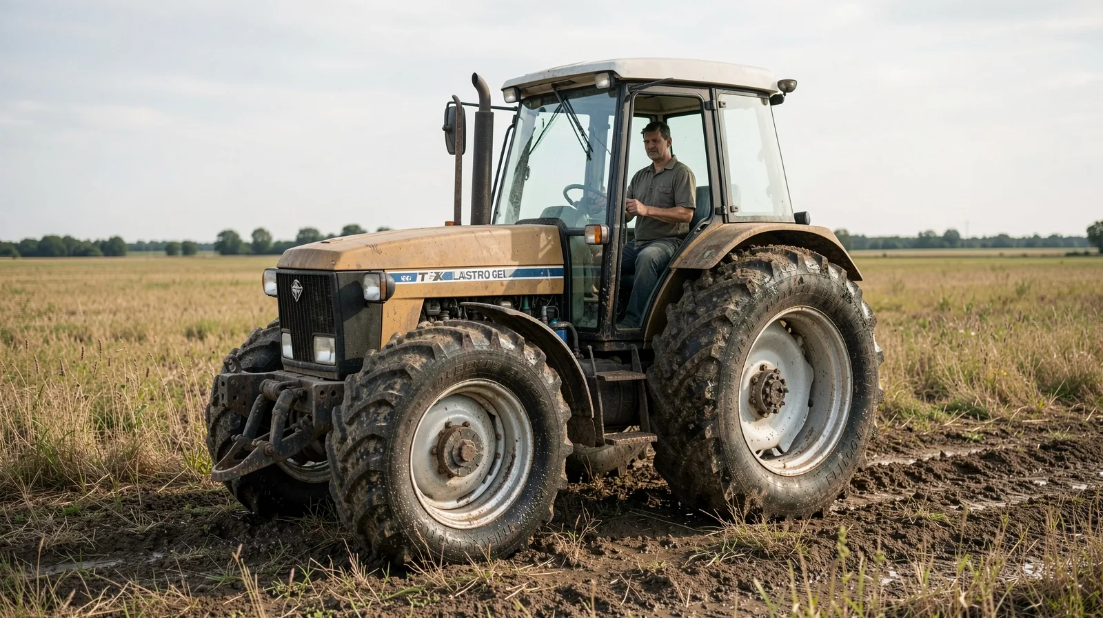 Pneu com água em veículo agrícola para aplicação de pneus-com-agua em melhor aderência e estabilidade