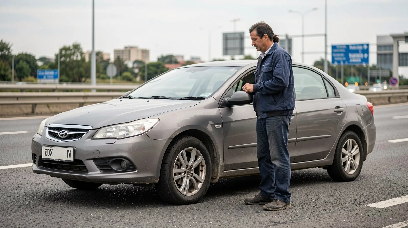 Pneu de carro em close com aplicação de vacina de pneu para carro em oficina moderna fotorrealista