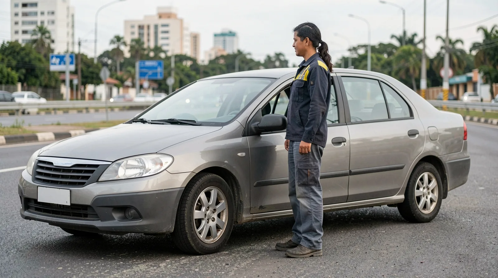 Pneu de automóvel em uso seguro com vacina de pneu para transporte escolar em destaque técnico