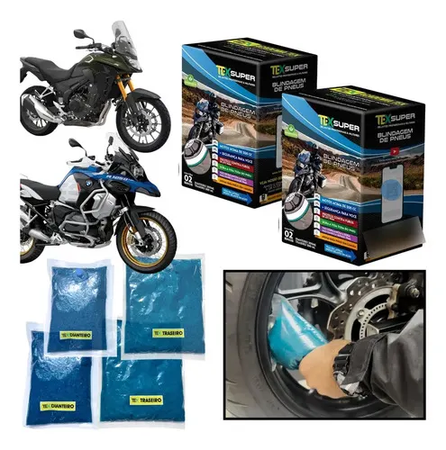 TEX SUPER — selante para pneu de moto acima de 400cc · 2 caixas