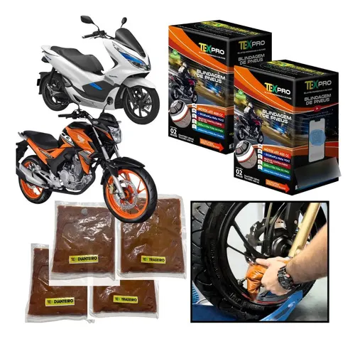 TEX PRO — selante para pneu de moto até 400cc · 2 kits