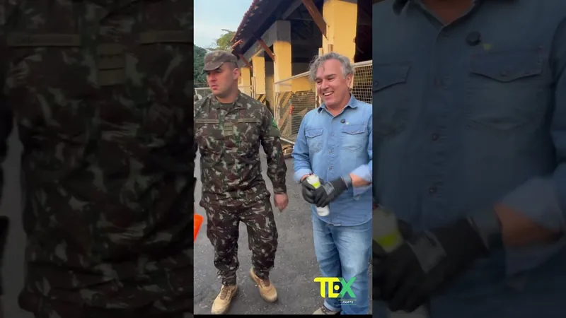 Carregadeira com pneu furado e a marca TEX ao lado.