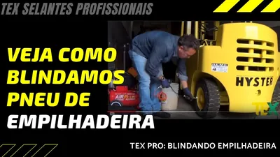 Cena do vídeo: Blindagem de pneu de Empilhadeira - TEX Selantes