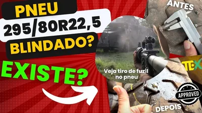 Pneu de caminhão 295/80R22,5 com parafuso retirado, demonstrando a vedação do selante TEX